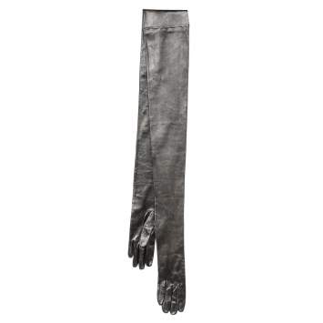 Pre Owned Dolce & Gabbana Metallic Leather Glove Hem Bandeau Scarf