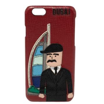 Pre Owned Dolce & Gabbana Red Leather DG Loves Dubai iPhone 6 Cover