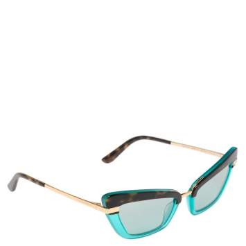 Pre Owned Dolce & Gabbana Havana Brown/Blue DG4378 Cat Eye Sunglasses 