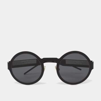 Pre Owned Dolce & Gabbana Black Tone/ Grey DG2234 Round Sunglasses