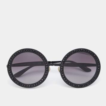 Pre Owned Dolce & Gabbana Black DG2170-B Round Sunglasses
