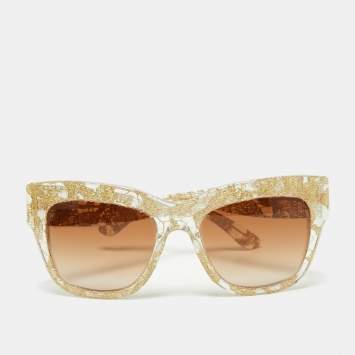 مملوكة مسبقًا Dolce & Gabbana Gold Lace DG 4231 Square Sunglasses