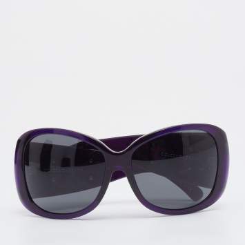 Pre Owned Dolce & Gabbana Purple/ Grey Limited Edition DG 4043 Embellished Oversized Sunglasses