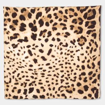 Pre Owned Dolce & Gabbana Brown Animal Print Satin Silk Scarf