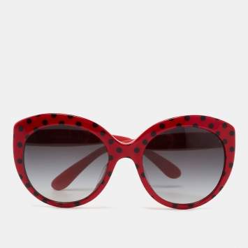 Pre Owned Dolce & Gabbana Red Pois Grey Gradient DG 4227 Cat Eye Sunglasses