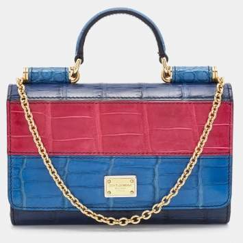 Pre Owned Dolce & Gabbana Multicolor Crocodile Miss Sicily Von Smartphone Bag