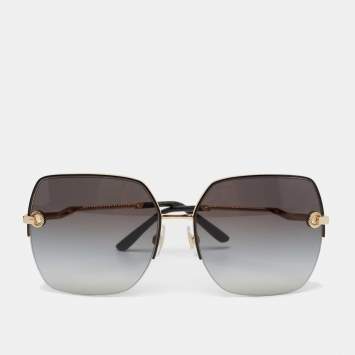 Pre Owned Dolce & Gabbana Gold Tone/ Grey Gradient Oversized Sunglasses