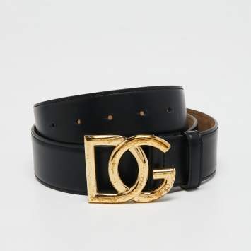 Pre Owned Dolce & Gabbana Black Leather Belt 90 cm