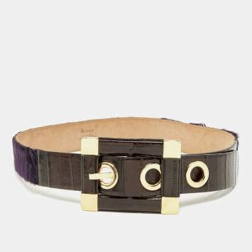 Pre Owned Dolce & Gabbana Purple Eel Leather and Calfhair Buckle Belt 80CM