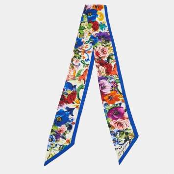 Pre Owned Dolce & Gabbana Multicolor Floral Printed Silk Bandeau Scarf