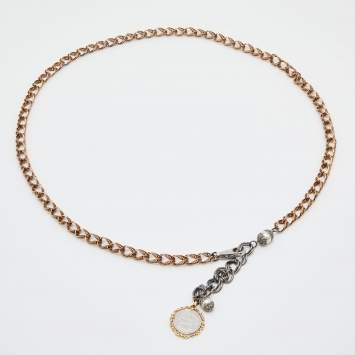 Pre Owned Dolce & Gabbana Two Tone Heritage Medallion Chain Belt