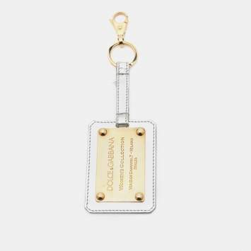 Pre Owned Dolce & Gabbana Two Tone Logo Plaque Keyring