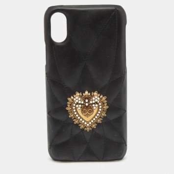 Pre Owned Dolce & Gabbana Quilted Leather Devotion X  iPhone Cover