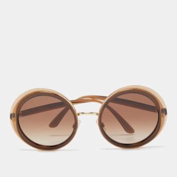 Pre Owned Dolce & Gabbana Brown Gradient Round Sunglasses