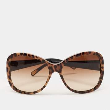 Pre Owned Dolce & Gabbana Black/Beige Leopard Print Gradient Butterfly Sunglasses