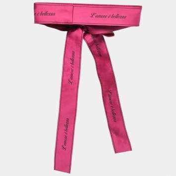 Pre Owned Dolce & Gabbana Pink L' amore e Bellezza Bow Waist Belt S