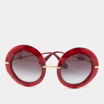 Pre Owned Dolce & Gabbana Red/Gold Gradient Round Sunglasses