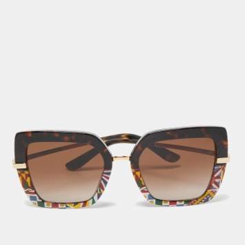Pre Owned Dolce & Gabbana Sicilian Tortoiseshell/Brown Gradient DG4373 Oversized Sunglasses