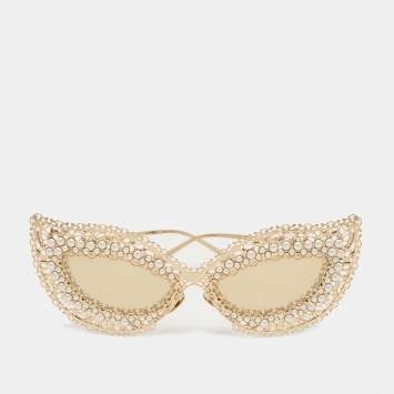 Pre Owned Dolce & Gabbana Gold Metal DG2238-B Cat-Eye Sunglasses