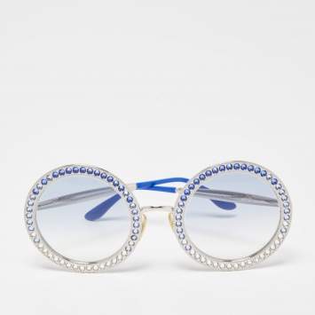 Pre Owned Dolce & Gabbana Blue Gradient DG2170-B Crystals Round Sunglasses