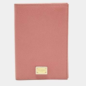 Pre Owned Dolce & Gabbana Old Rose Leather Passport Holder