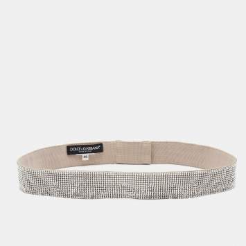 Pre Owned Dolce & Gabbana Silver Crystals Embellished Waist Belt