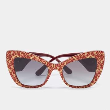 Pre Owned Dolce & Gabbana Red/Gold Gradient  DG4349 Sacred Heart Butterfly Sunglasses