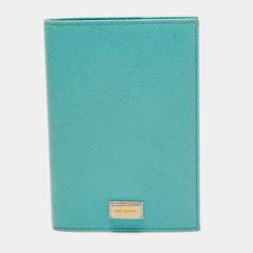 Pre Owned Dolce & Gabbana Turquoise Leather Passport Holder