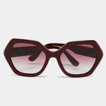 Pre Owned Dolce & Gabbana Burgundy Gradient GG4406 Geometric Sunglasses