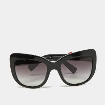 Pre Owned Dolce & Gabbana Black/Grey Gradient DG4252 Roses Cat-Eye Sunglasses