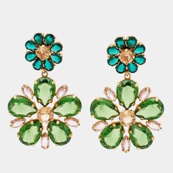 Pre Owned Dolce & Gabbana Crystals Gold Tone Earrings