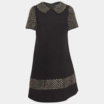 Pre Owned Dolce & Gabbana Black Embellished Mini Dress M