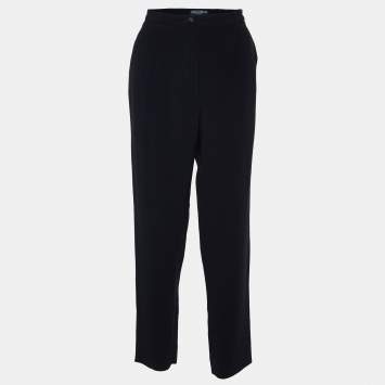 Pre Owned Dolce & Gabbana Black Crepe Trousers L