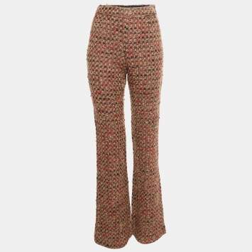 مملوكة مسبقًا Dolce & Gabbana Brown Tweed Flared Trousers S