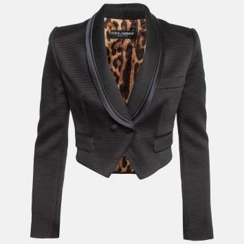 Pre Owned Dolce & Gabbana Black Textured Crepe Crop Blazer S