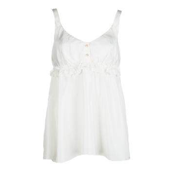 Pre Owned Dolce & Gabbana Cream Silk Ruffle Trim Sleeveless Top M