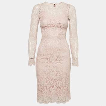 Pre Owned Dolce & Gabbana Pink Guipure Lace Short Dress XS