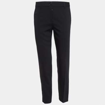 Pre Owned Dolce & Gabbana Black Wool Formal Trousers M