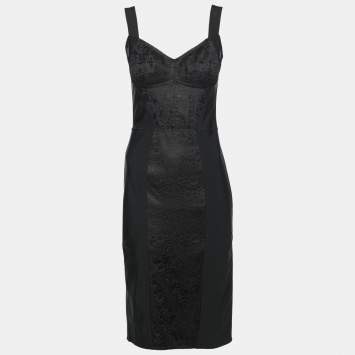 Pre Owned Dolce & Gabbana Black Nylon Bustier Midi Dress S