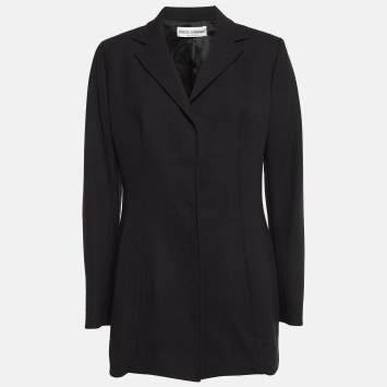 Pre Owned Dolce & Gabbana Vintage Black Wool Blend Buttoned Single Breasted Blazer M
