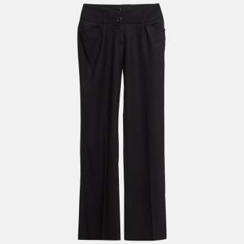 Pre Owned Dolce & Gabbana Black Wool Straight Leg Formal Trousers S