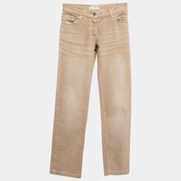 Pre Owned Dolce & Gabbana Vintage Brown Cotton Drill Straight Leg Pants S