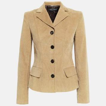 Pre Owned Dolce & Gabbana Vintage Tan Corduroy Button Front Jacket M
