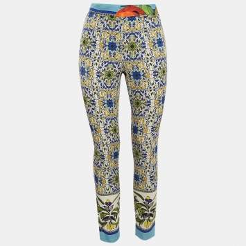 Pre Owned Dolce & Gabbana Multicolor Printed Crepe Trousers M
