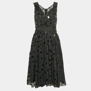 Pre Owned Dolce & Gabbana Black Sequin  Jersey Sleeveless Short Dress M