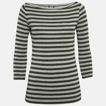 Pre Owned Dolce & Gabbana Grey Stripe Jersey Full Sleeve Top S