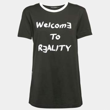 مملوكة مسبقًا Dolce & Gabbana Black Printed Jersey Crew Neck T-Shirt S