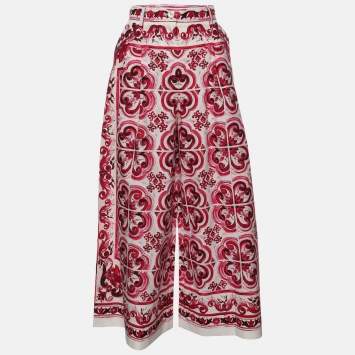 Pre Owned Dolce & Gabbana Multicolor Majolica Print Cotton Cropped Trousers S