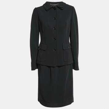 Pre Owned Dolce & Gabbana Black Crepe Blazer and Skirt Set M