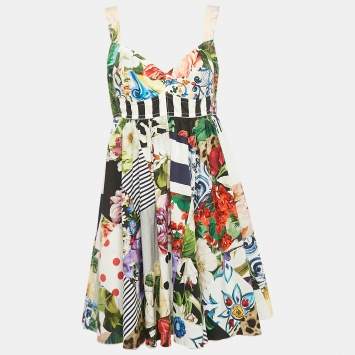Pre Owned Dolce & Gabbana Multicolor Printed Cotton Mini Dress L